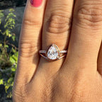Pear Cut 1.60 CTW Lab Grown Diamond Engagement Ring: 14K Gold Split Shank