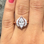 Marquise Lab Grown Diamond Engagement Ring: 14K Gold Halo Design, IGI Certified