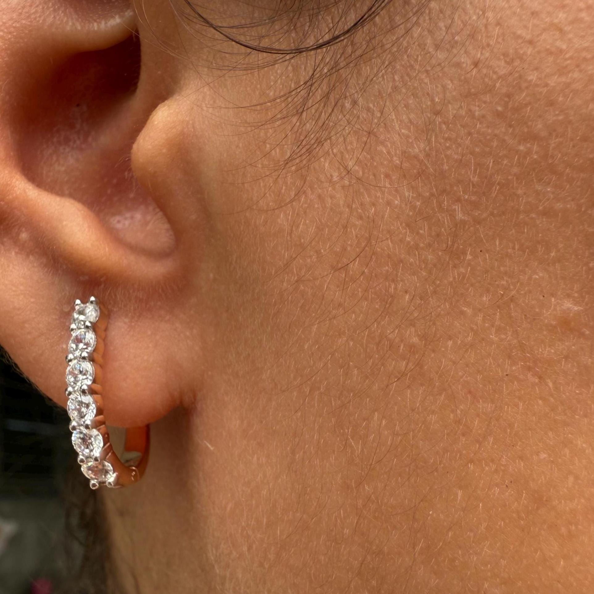 14K Gold Lab Grown Diamond Hoop Earrings | U-Shape Huggies