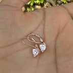 14K Solid Gold Heart Lab Grown Diamond Dangle Earrings: IGI Certified