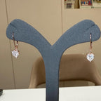 14K Solid Gold Heart Lab Grown Diamond Dangle Earrings: IGI Certified