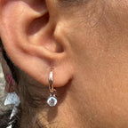 14K Gold Lab Grown Diamond Huggie Earrings: Detachable Dangle Drop