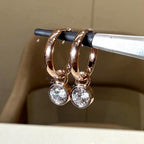 14K Gold Lab Grown Diamond Huggie Earrings: Detachable Dangle Drop
