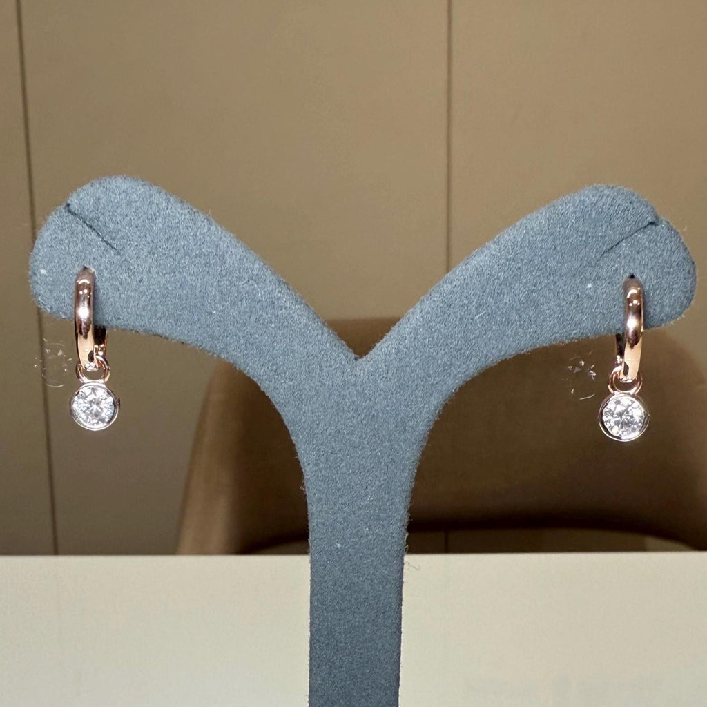 14K Gold Lab Grown Diamond Huggie Earrings: Detachable Dangle Drop