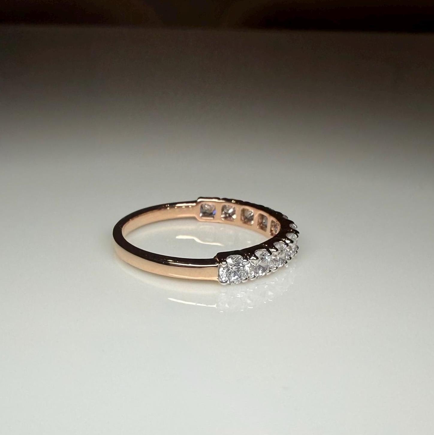 14K Solid Gold Lab Grown Diamond Half Eternity Band