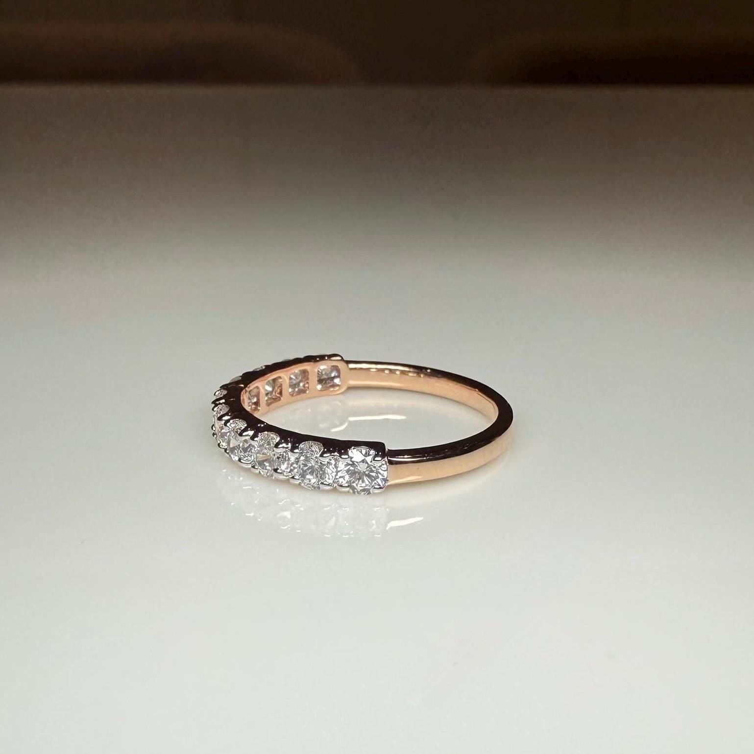14K Solid Gold Lab Grown Diamond Half Eternity Band