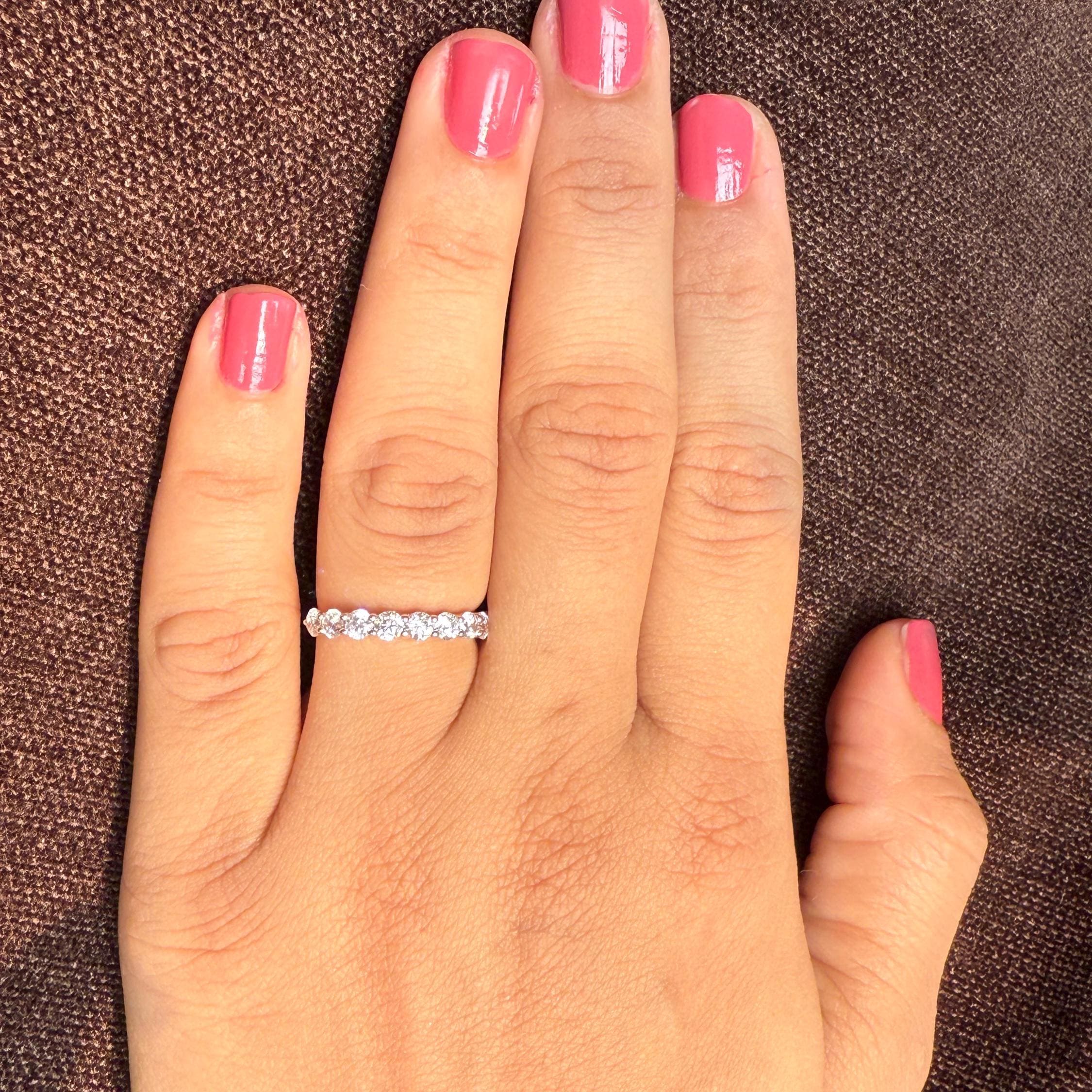 14K Gold Lab Grown Diamond Wedding Band | SGL Certified Half Eternity Ring