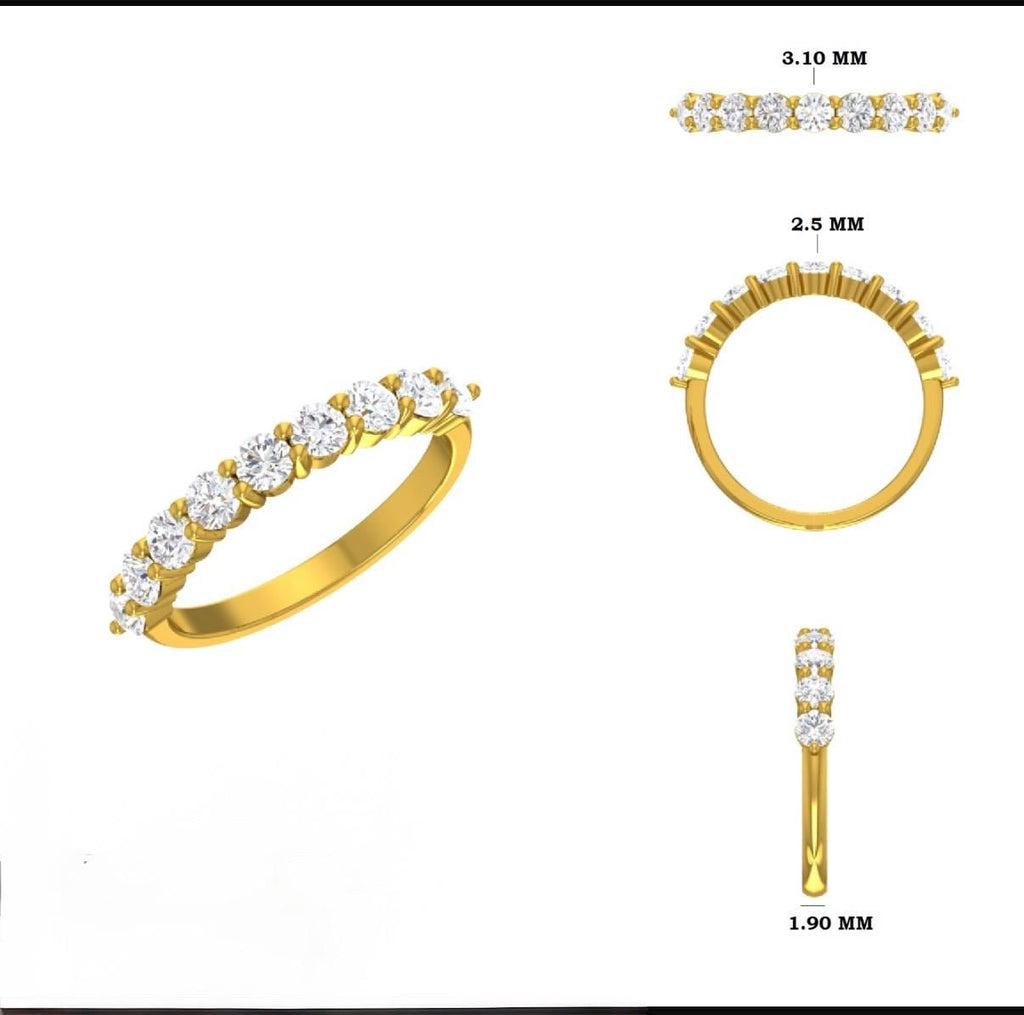 14K Gold Lab Grown Diamond Wedding Band | SGL Certified Half Eternity Ring