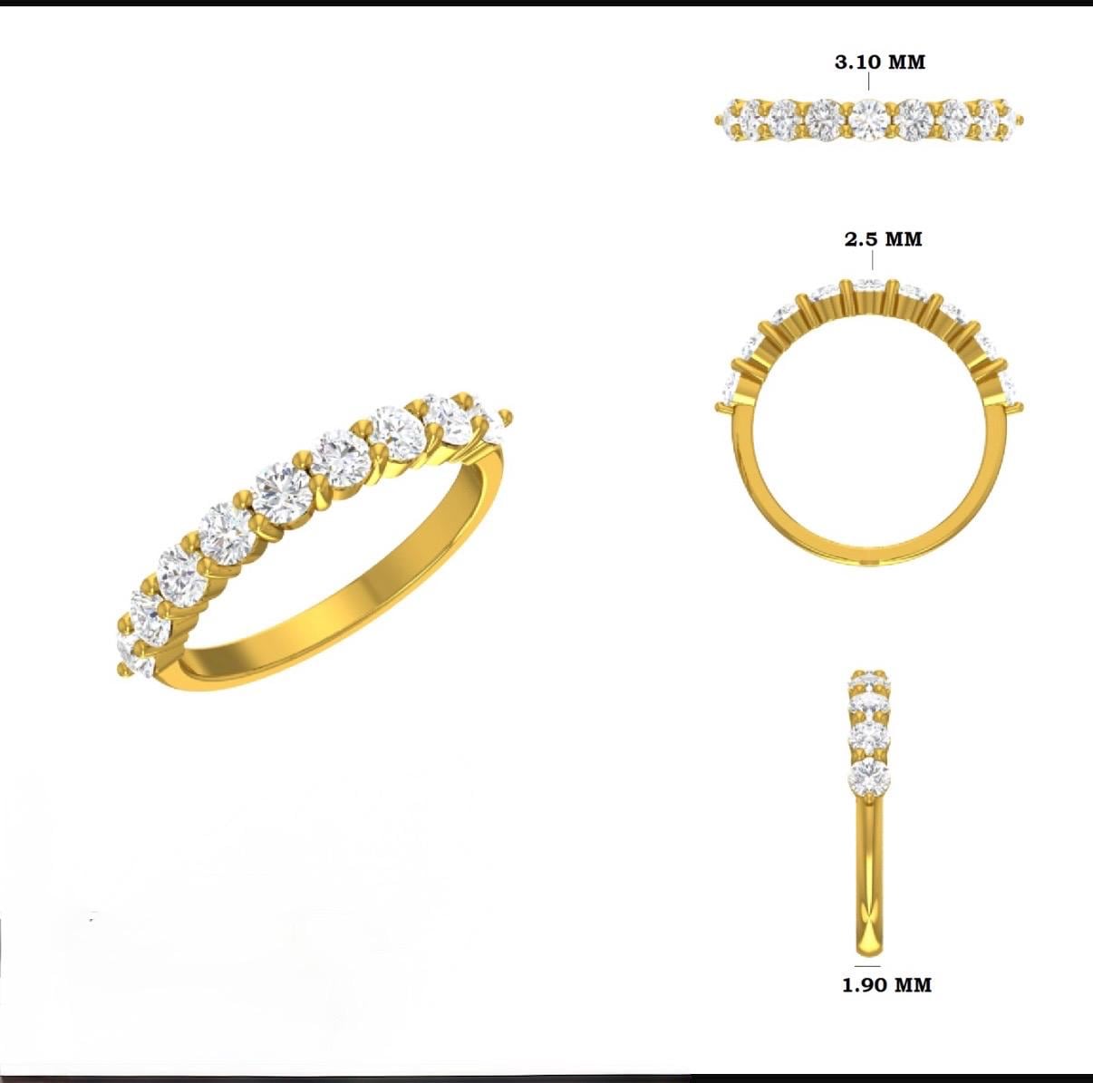 14K Gold Lab Grown Diamond Wedding Band | SGL Certified Half Eternity Ring