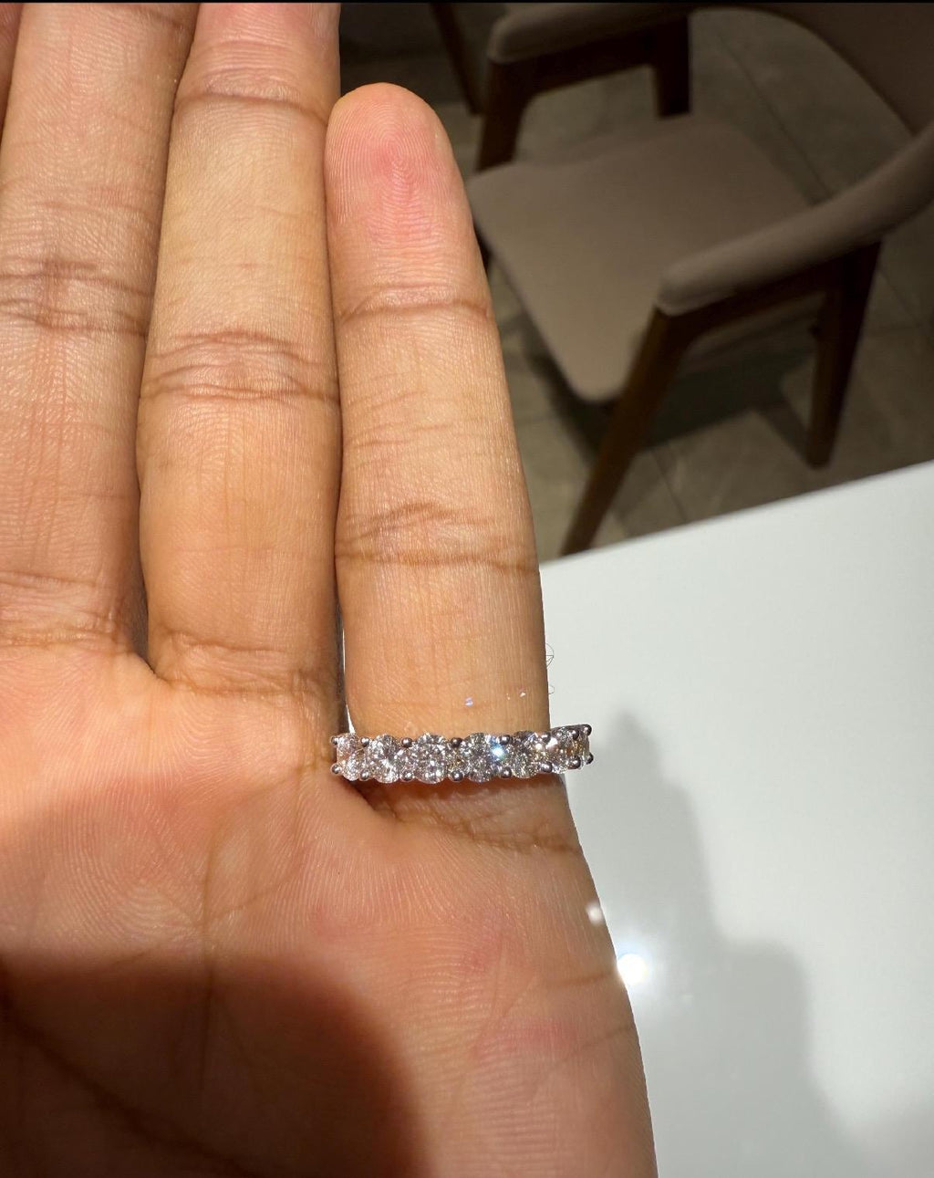 14K Gold Lab Grown Diamond Wedding Band | Seven Stone Eternity Ring