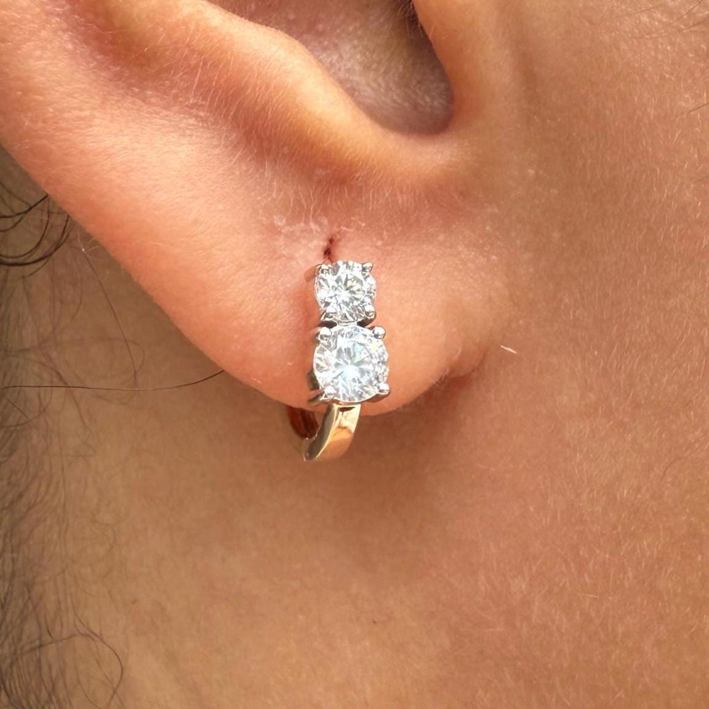 14K Gold Lab Grown Diamond Hoop Earrings | Huggie Earrings