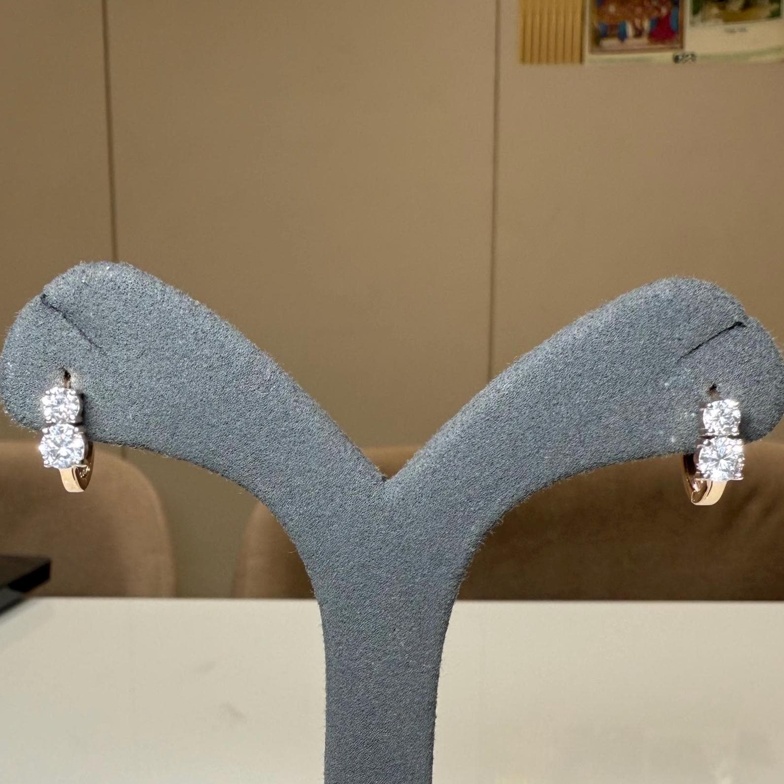 14K Gold Lab Grown Diamond Hoop Earrings | Huggie Earrings