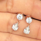 Lab Grown Diamond Dangle Earrings | 14K Gold Pear & Round Cut