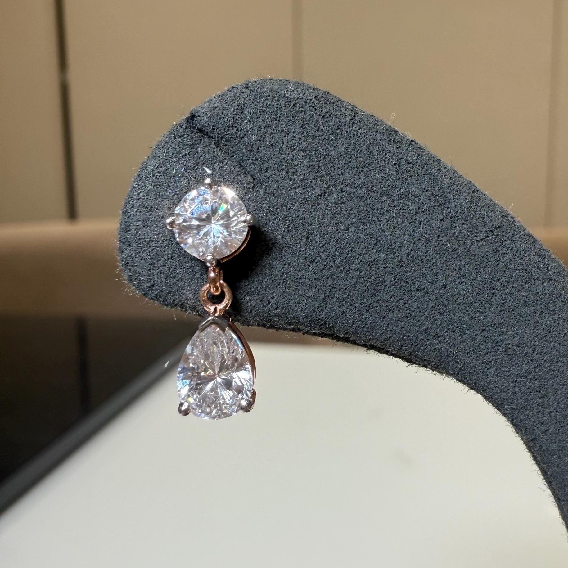 Lab Grown Diamond Dangle Earrings | 14K Gold Pear & Round Cut