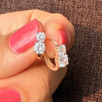 14K Gold Lab Grown Diamond Hoop Earrings | Huggie Earrings