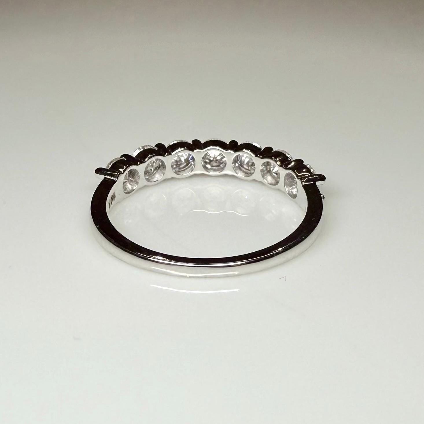 14K Gold Lab Grown Diamond Wedding Band | Seven Stone Eternity Ring