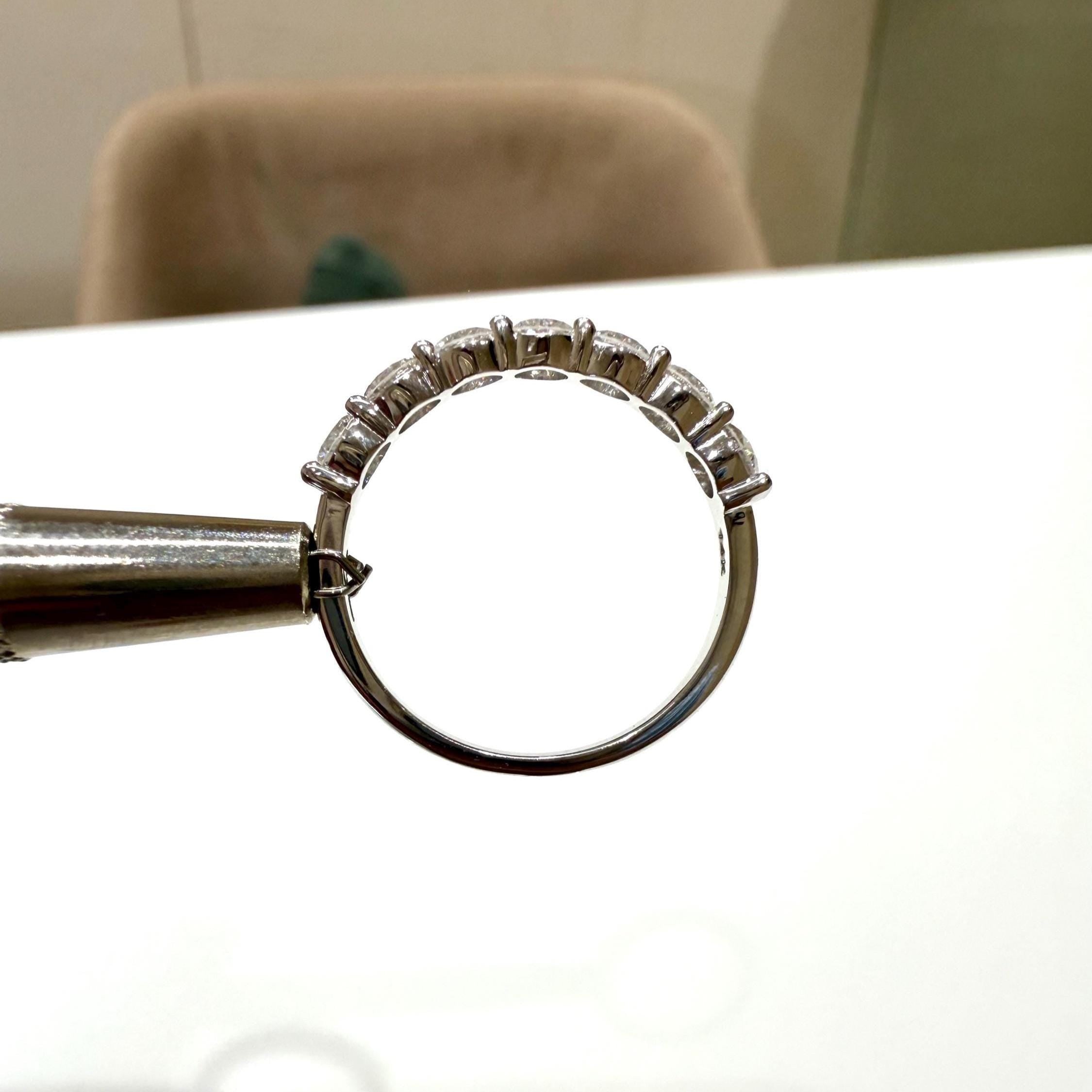 14K Gold Lab Grown Diamond Wedding Band | Seven Stone Eternity Ring