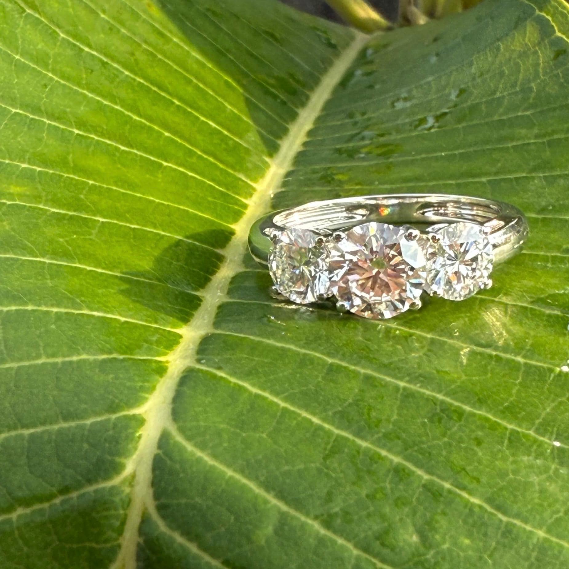 2.50Ct Lab Grown Diamond Three Stone 14K Gold Engagement Ring