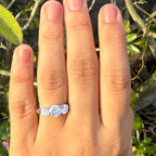 2.50Ct Lab Grown Diamond Three Stone 14K Gold Engagement Ring