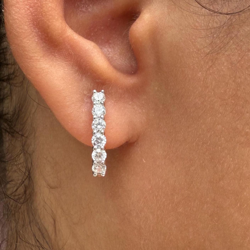 14K Gold Lab Grown Diamond Hoop Earrings | U-Shape Huggies