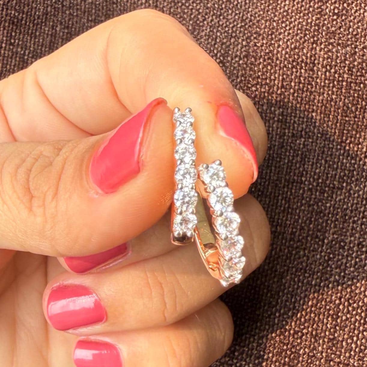 14K Gold Lab Grown Diamond Hoop Earrings | U-Shape Huggies