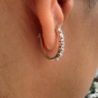 14K Gold Lab Grown Diamond Hoop Earrings | U-Shape Huggies
