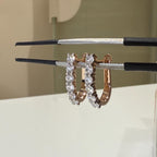 14K Gold Lab Grown Diamond Hoop Earrings | U-Shape Huggies