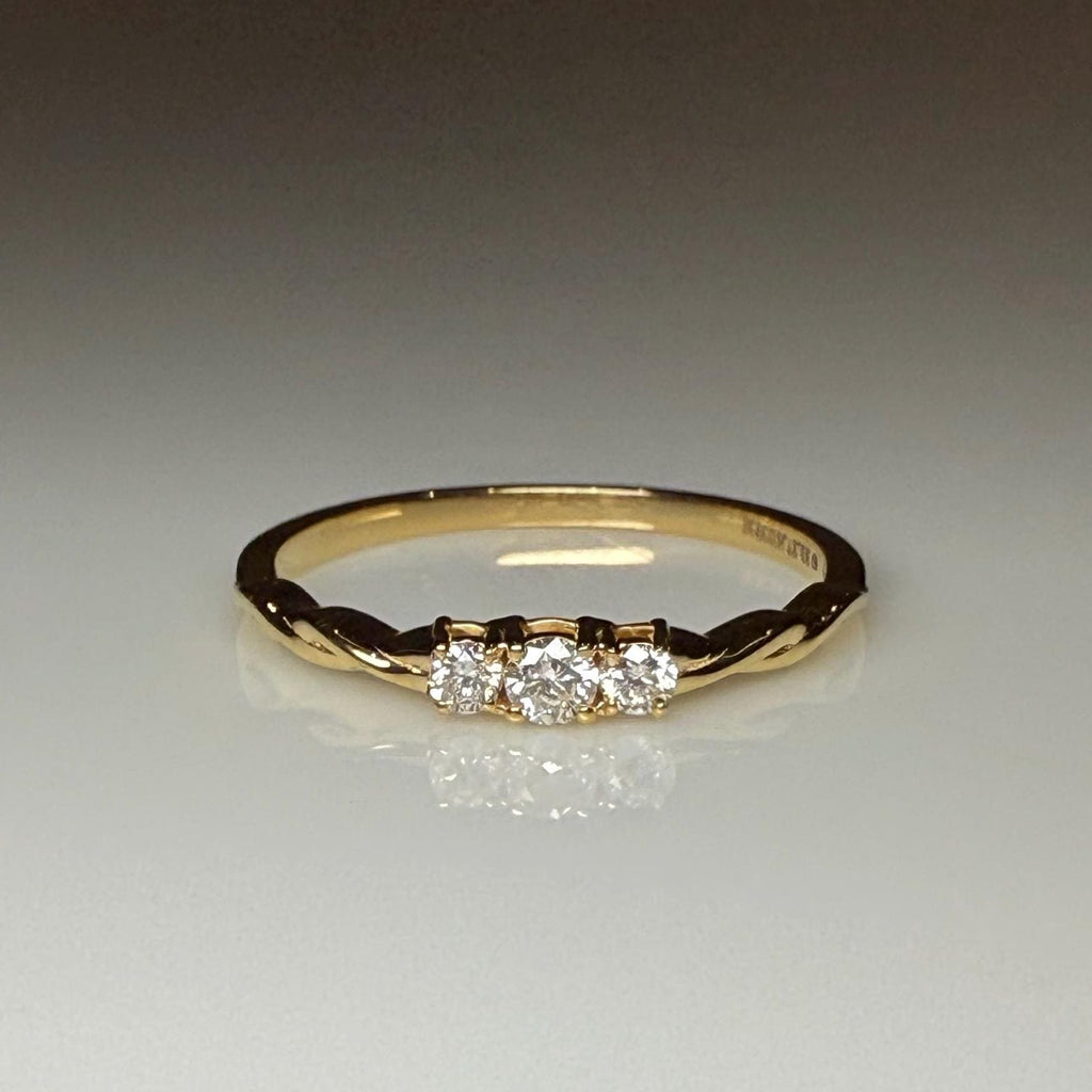 Lab Grown Diamond 14K Gold Three Stone Ring | Dainty Promise Ring