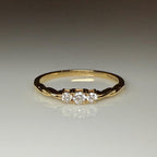 Lab Grown Diamond 14K Gold Three Stone Ring | Dainty Promise Ring