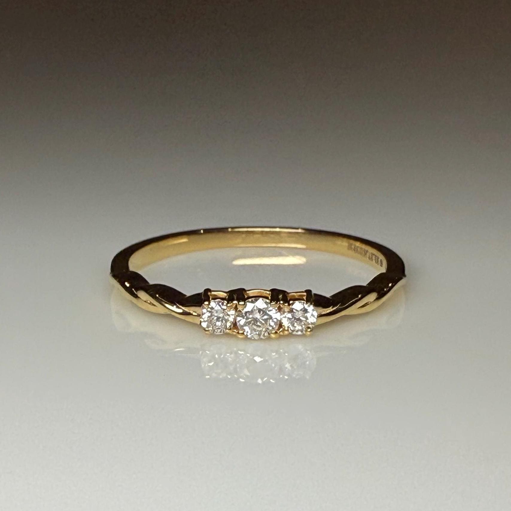 Lab Grown Diamond 14K Gold Three Stone Ring | Dainty Promise Ring