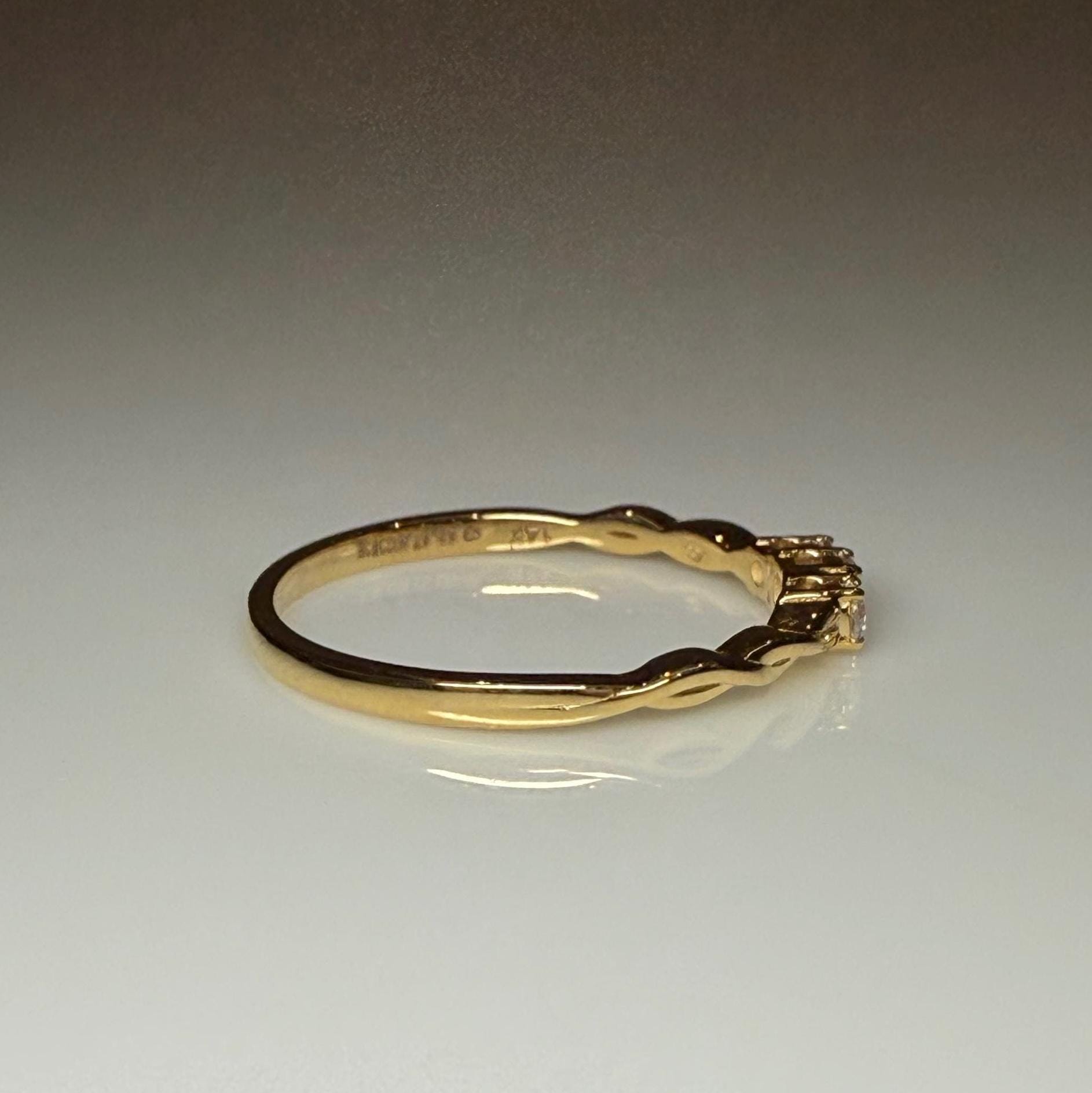 Lab Grown Diamond 14K Gold Three Stone Ring | Dainty Promise Ring