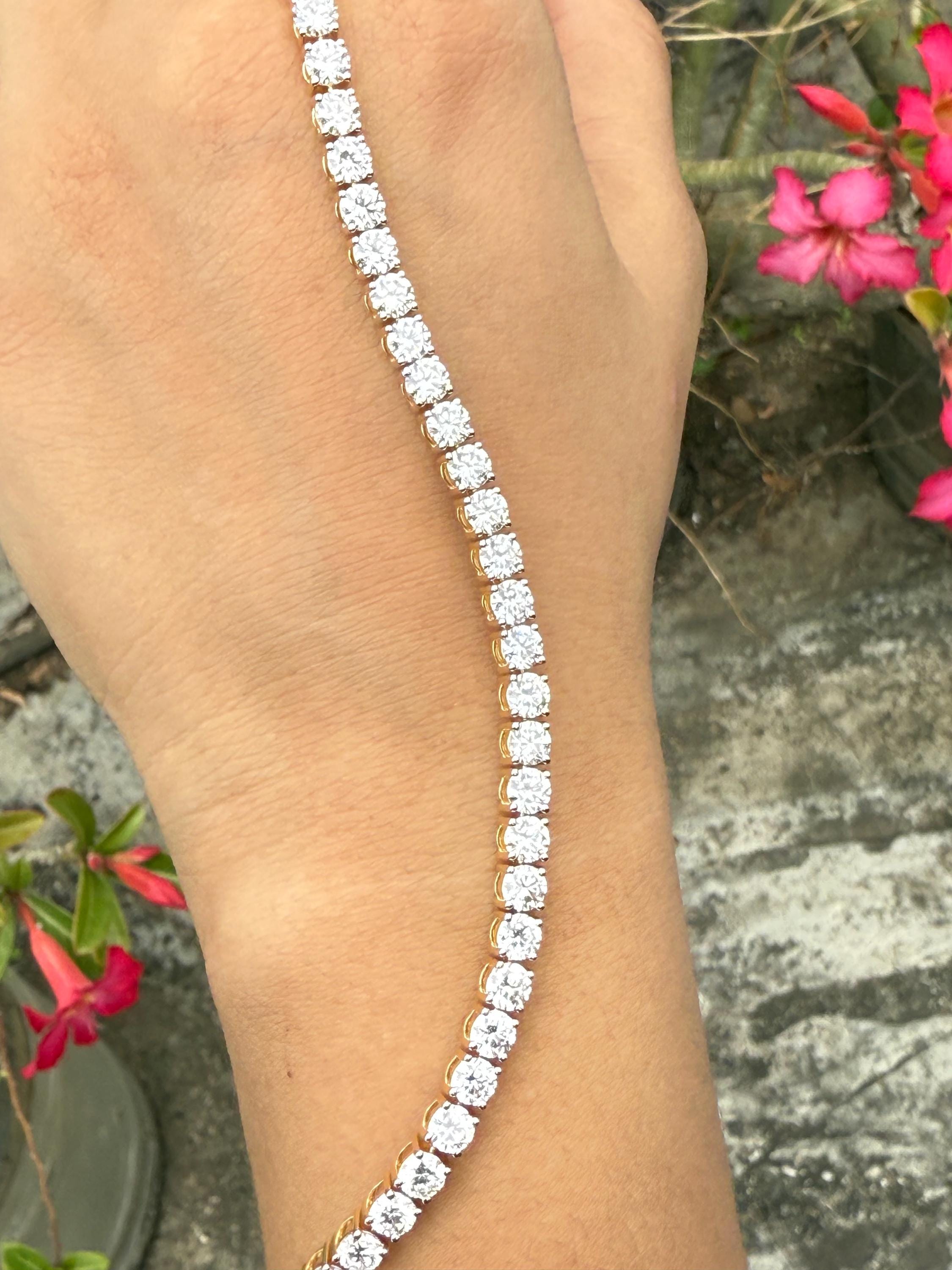 Lab Grown Diamond Tennis Bracelet: 14K Gold, SGL Certified, 4.5mm