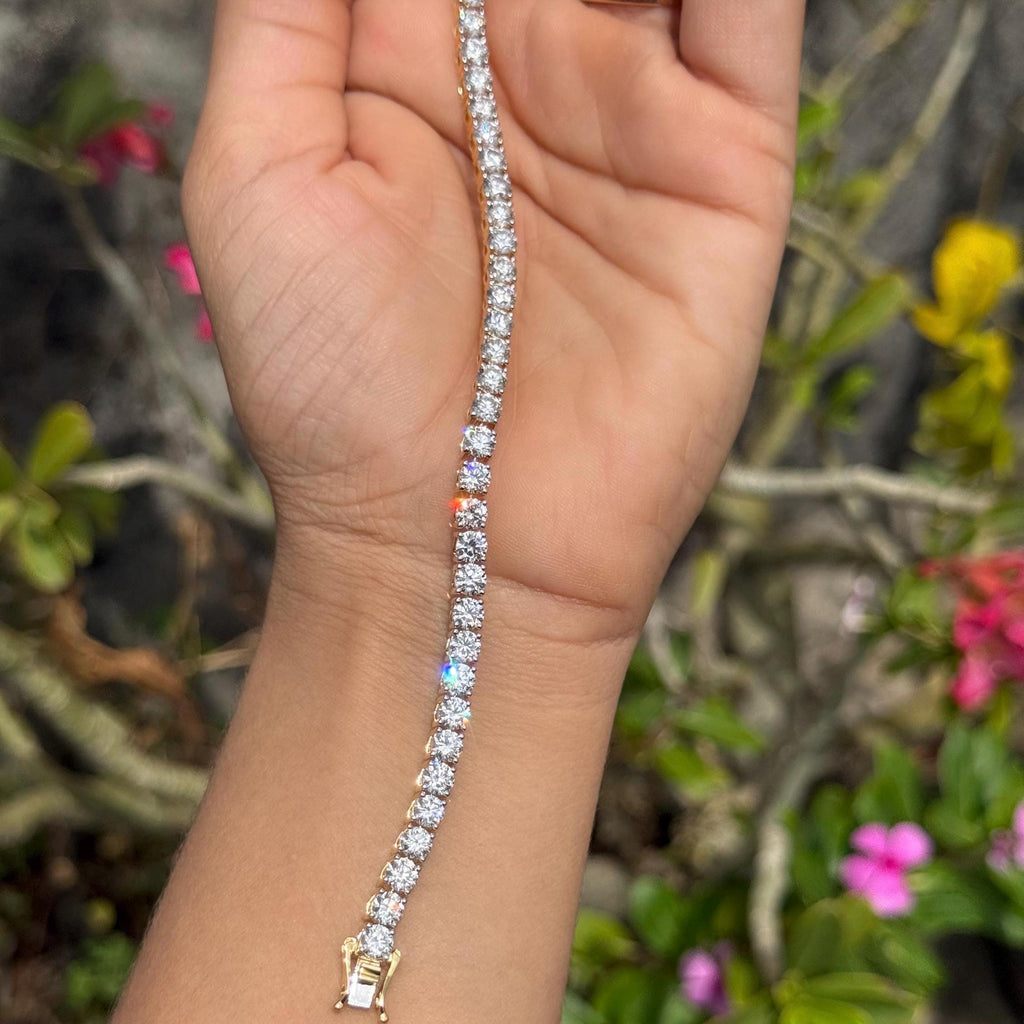 Lab Grown Diamond Tennis Bracelet: 14K Gold, SGL Certified, 4.5mm