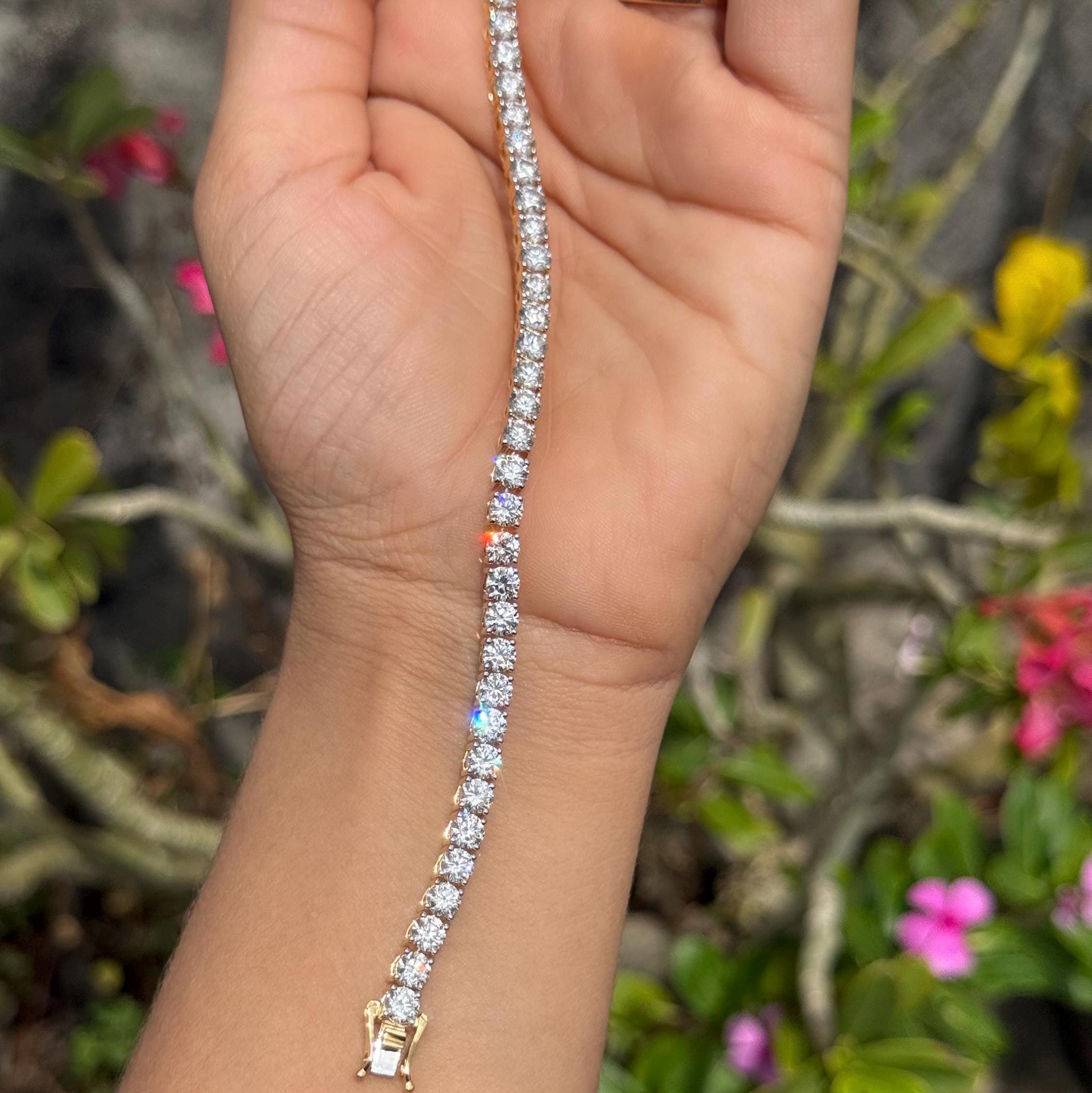 Lab Grown Diamond Tennis Bracelet: 14K Gold, SGL Certified, 4.5mm