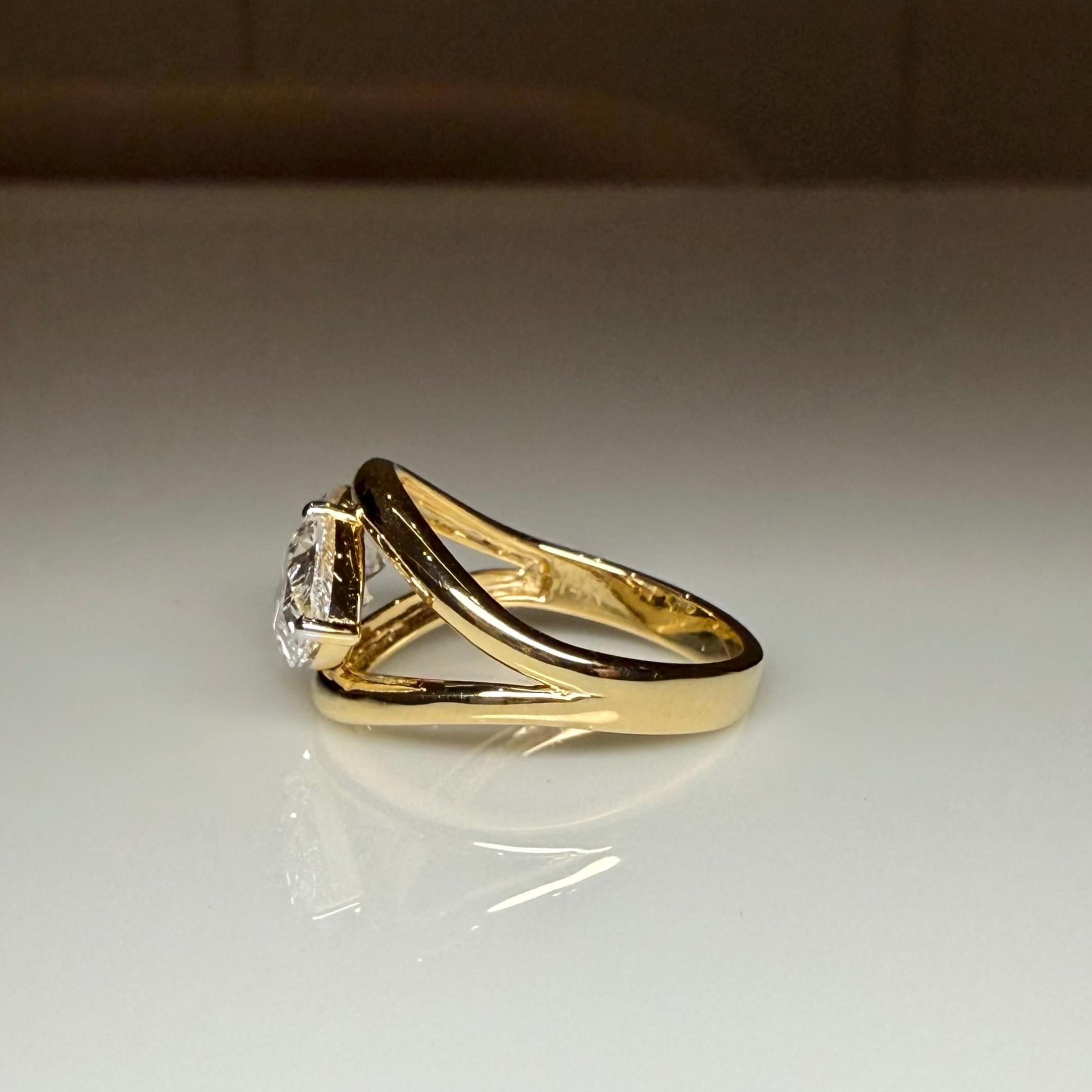 Lab Grown Diamond Toi et Moi Ring | 14K Gold Round & Pear Engagement Ring