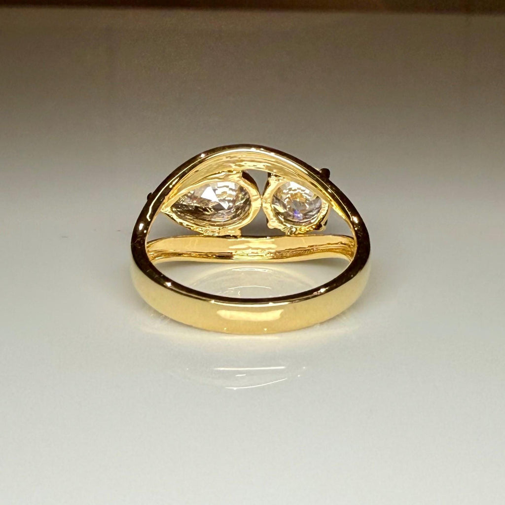 Lab Grown Diamond Toi et Moi Ring | 14K Gold Round & Pear Engagement Ring