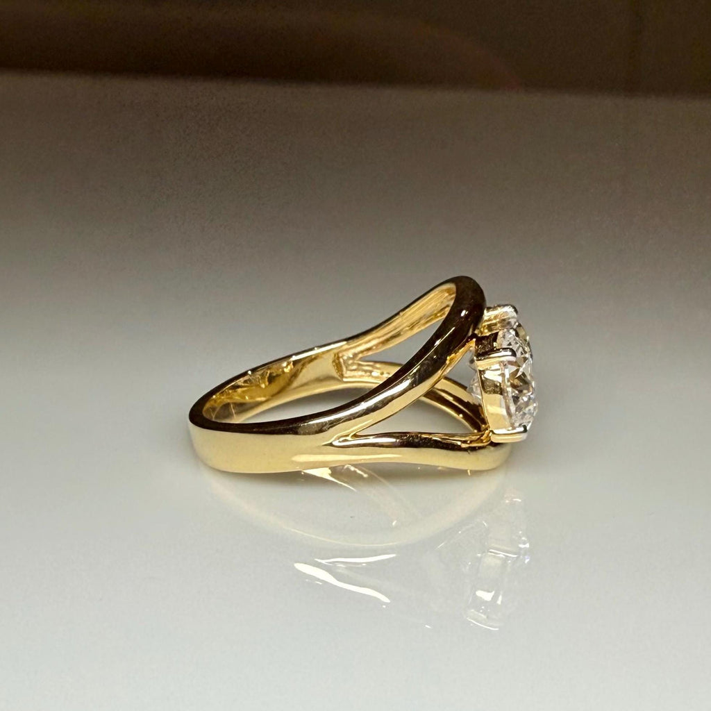 Lab Grown Diamond Toi et Moi Ring | 14K Gold Round & Pear Engagement Ring