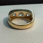 14K Gold Lab Grown Diamond Three Stone Ring | Modern Wide Band
