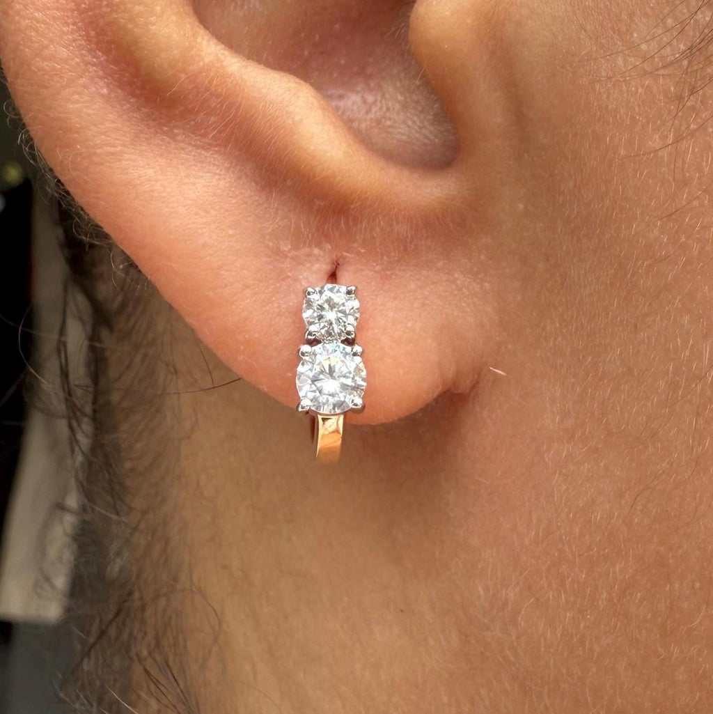 14K Gold Lab Grown Diamond Hoop Earrings | Huggie Earrings