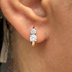 14K Gold Lab Grown Diamond Hoop Earrings | Huggie Earrings