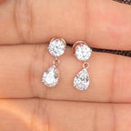 Lab Grown Diamond Dangle Earrings | 14K Gold Pear & Round Cut