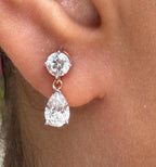 Lab Grown Diamond Dangle Earrings | 14K Gold Pear & Round Cut