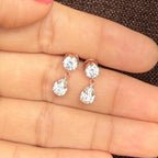 Lab Grown Diamond Dangle Earrings | 14K Gold Pear & Round Cut
