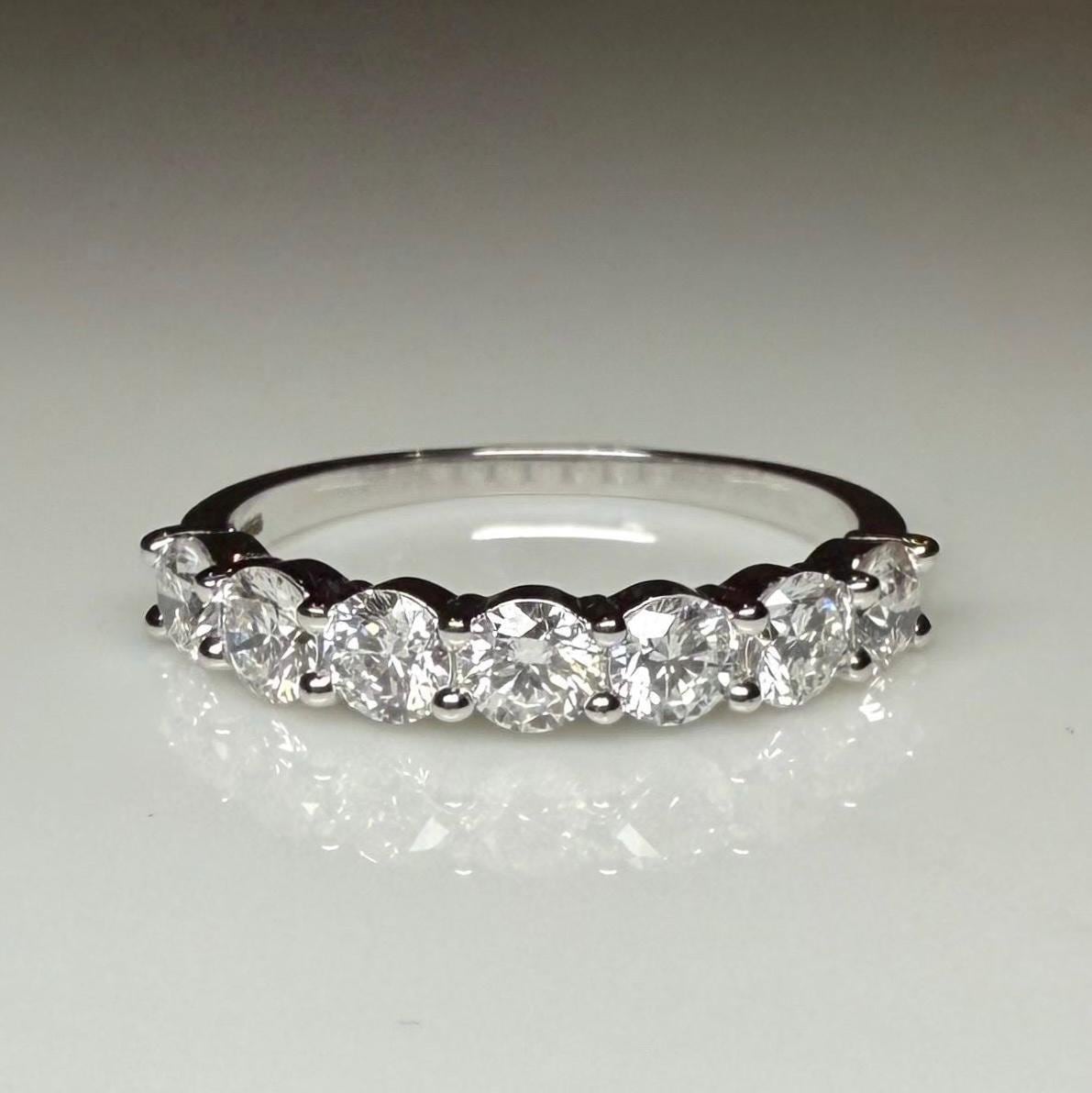 14K Gold Lab Grown Diamond Wedding Band | Seven Stone Eternity Ring
