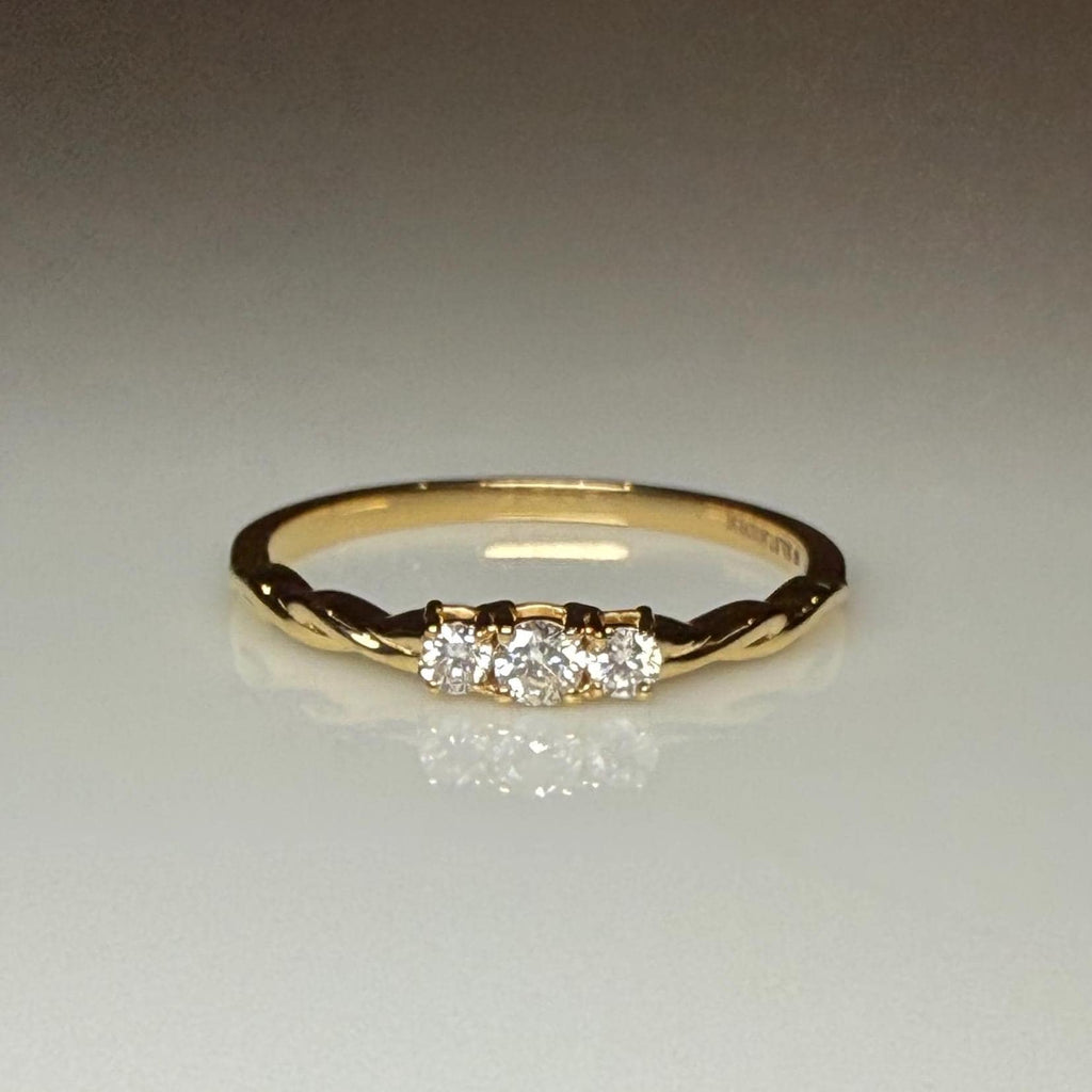 Lab Grown Diamond 14K Gold Three Stone Ring | Dainty Promise Ring