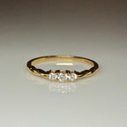 Lab Grown Diamond 14K Gold Three Stone Ring | Dainty Promise Ring