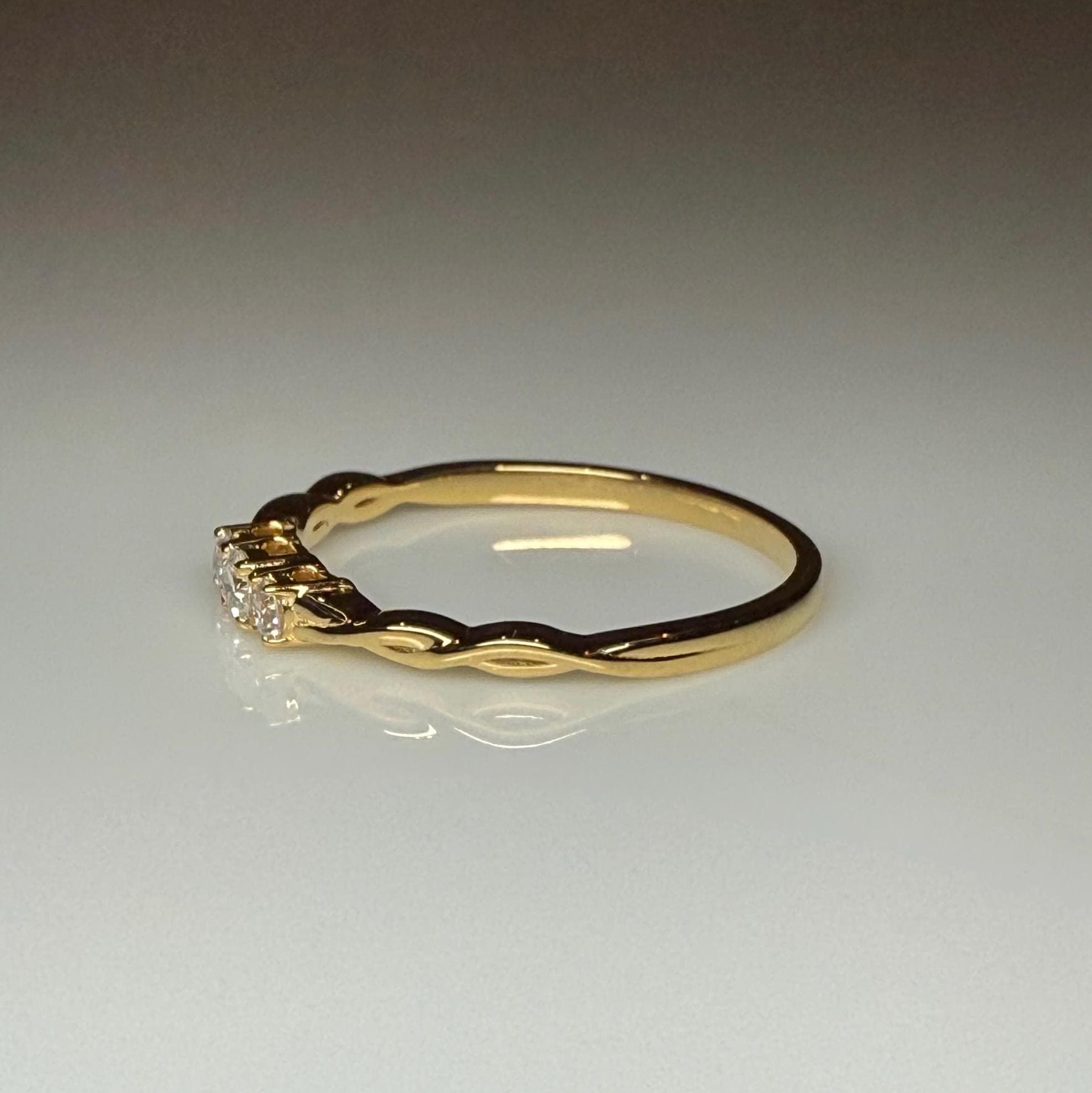 Lab Grown Diamond 14K Gold Three Stone Ring | Dainty Promise Ring