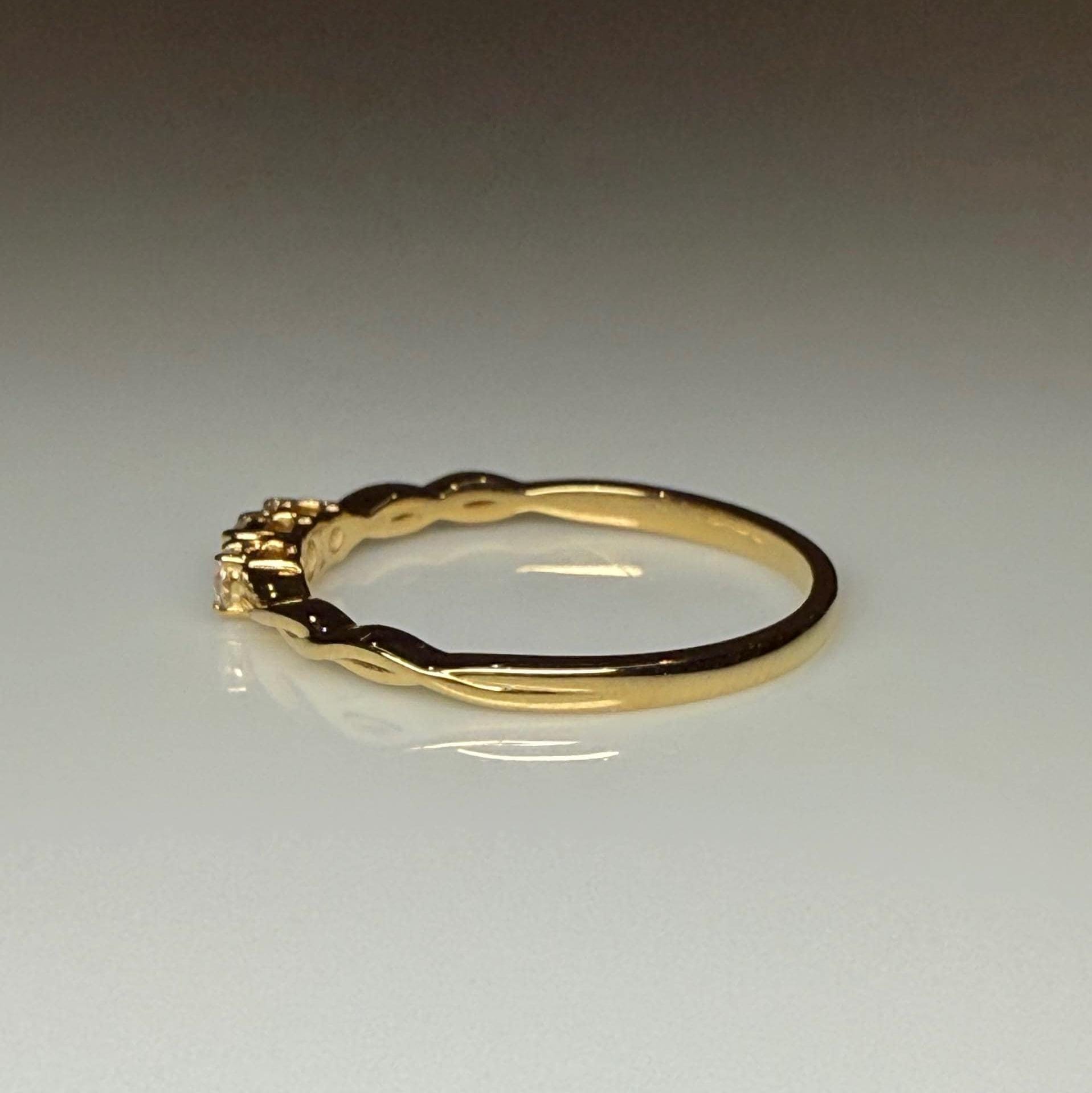 Lab Grown Diamond 14K Gold Three Stone Ring | Dainty Promise Ring