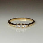 Lab Grown Diamond 14K Gold Three Stone Ring | Dainty Promise Ring