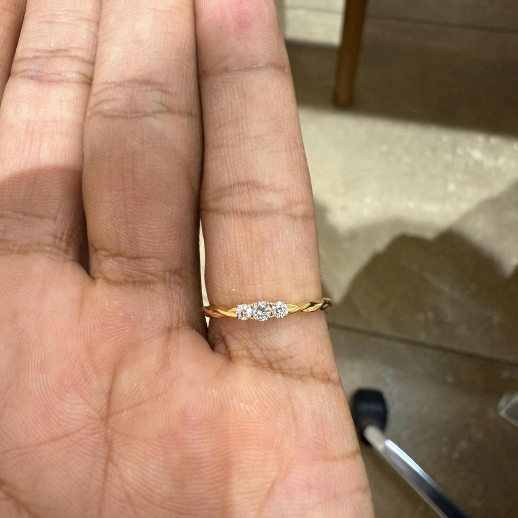 Lab Grown Diamond 14K Gold Three Stone Ring | Dainty Promise Ring